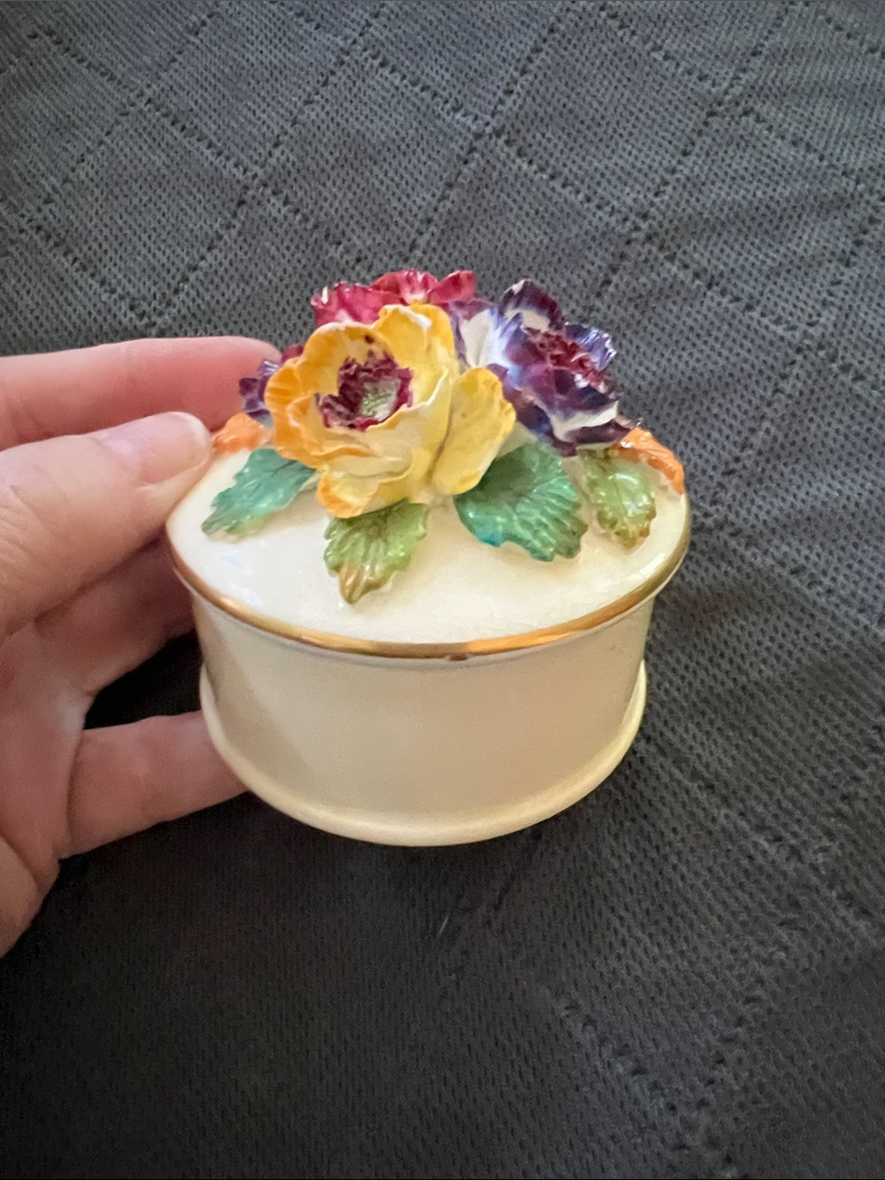 Vintage Crown Staffordshire Floral Bone China Trinket